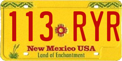 NM license plate 113RYR