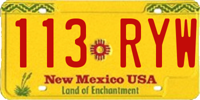 NM license plate 113RYW