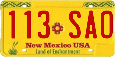 NM license plate 113SAO
