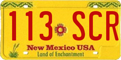 NM license plate 113SCR