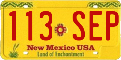 NM license plate 113SEP