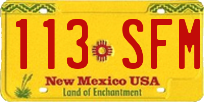 NM license plate 113SFM