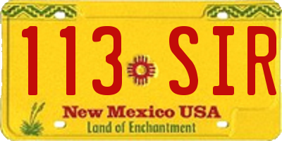 NM license plate 113SIR