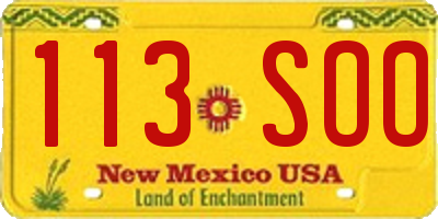 NM license plate 113SOO