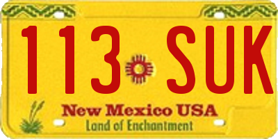 NM license plate 113SUK