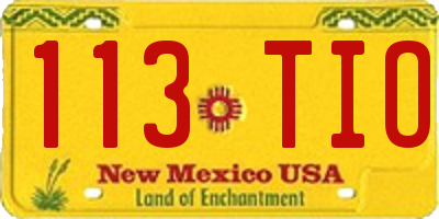 NM license plate 113TIO