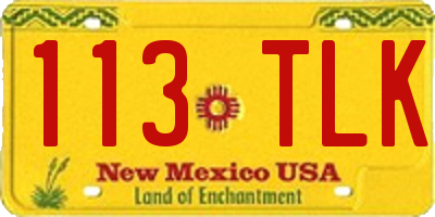 NM license plate 113TLK