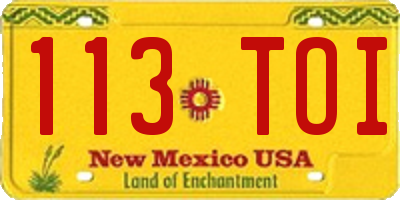 NM license plate 113TOI