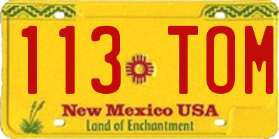 NM license plate 113TOM