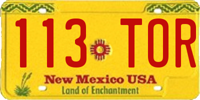 NM license plate 113TOR