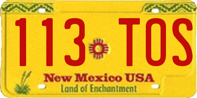 NM license plate 113TOS