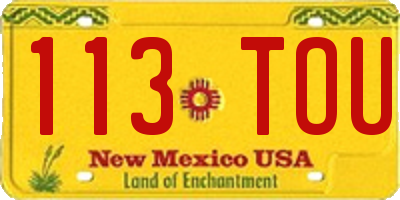 NM license plate 113TOU