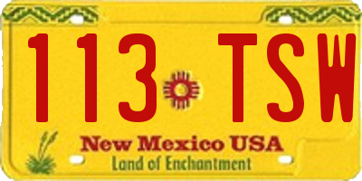 NM license plate 113TSW