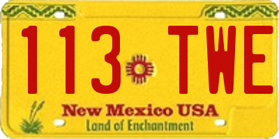 NM license plate 113TWE