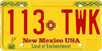 NM license plate 113TWK
