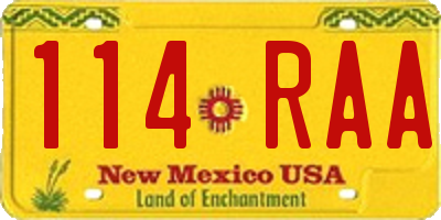 NM license plate 114RAA