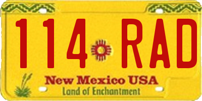 NM license plate 114RAD