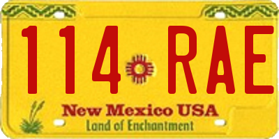 NM license plate 114RAE