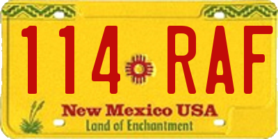 NM license plate 114RAF