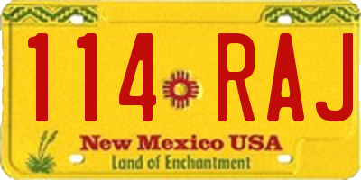 NM license plate 114RAJ