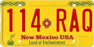 NM license plate 114RAQ