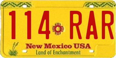 NM license plate 114RAR