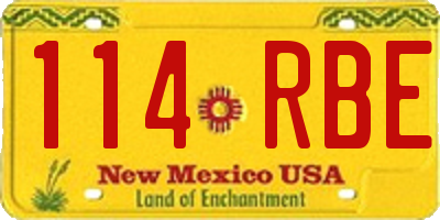 NM license plate 114RBE