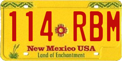 NM license plate 114RBM