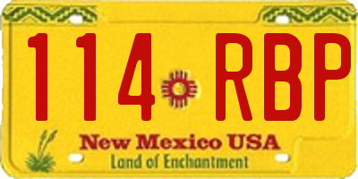 NM license plate 114RBP