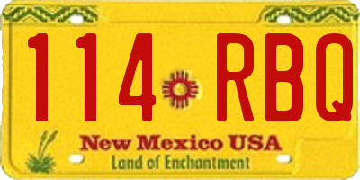 NM license plate 114RBQ