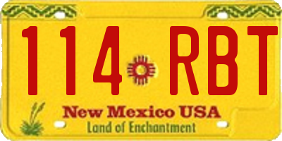 NM license plate 114RBT