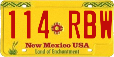 NM license plate 114RBW