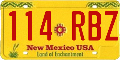 NM license plate 114RBZ