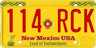 NM license plate 114RCK