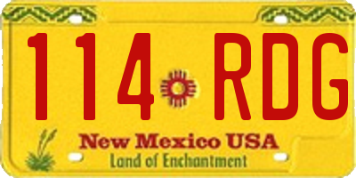 NM license plate 114RDG