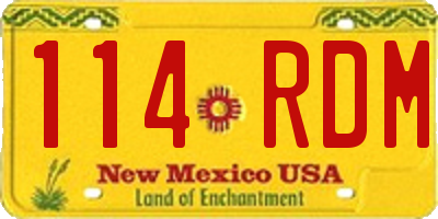 NM license plate 114RDM