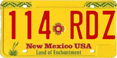NM license plate 114RDZ