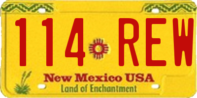NM license plate 114REW