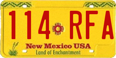 NM license plate 114RFA