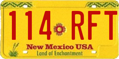 NM license plate 114RFT