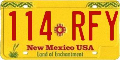 NM license plate 114RFY