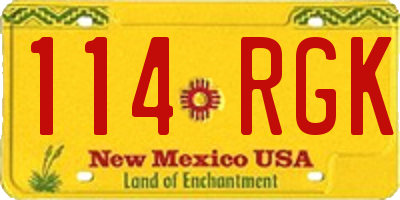 NM license plate 114RGK