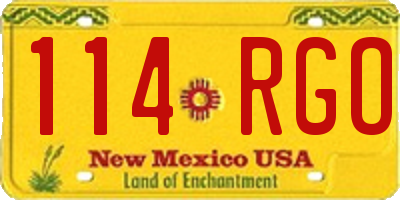 NM license plate 114RGO
