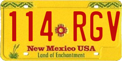 NM license plate 114RGV