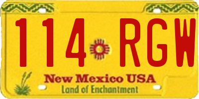 NM license plate 114RGW