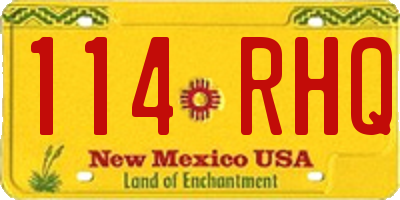 NM license plate 114RHQ