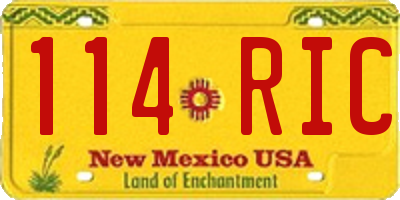 NM license plate 114RIC