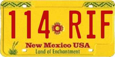 NM license plate 114RIF
