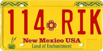 NM license plate 114RIK