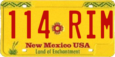 NM license plate 114RIM
